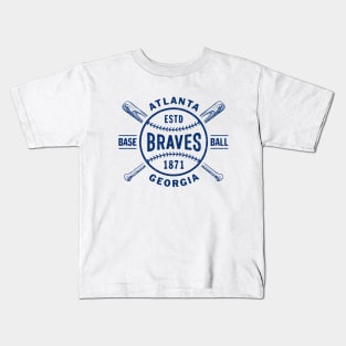 Atlanta Braves Bats & Ball 2 by Buck Tee Kids T-Shirt